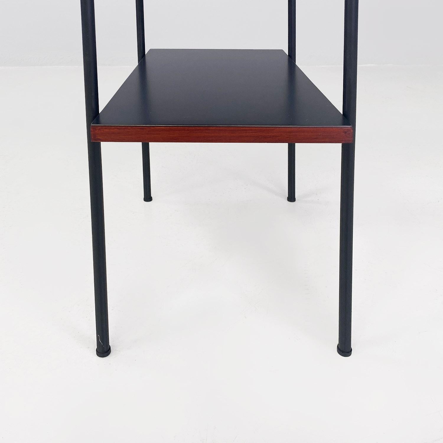 Tavolo italiano mid century modern rosso nero laminato metallo legno a doppio ripiano 1960 in vendita 6