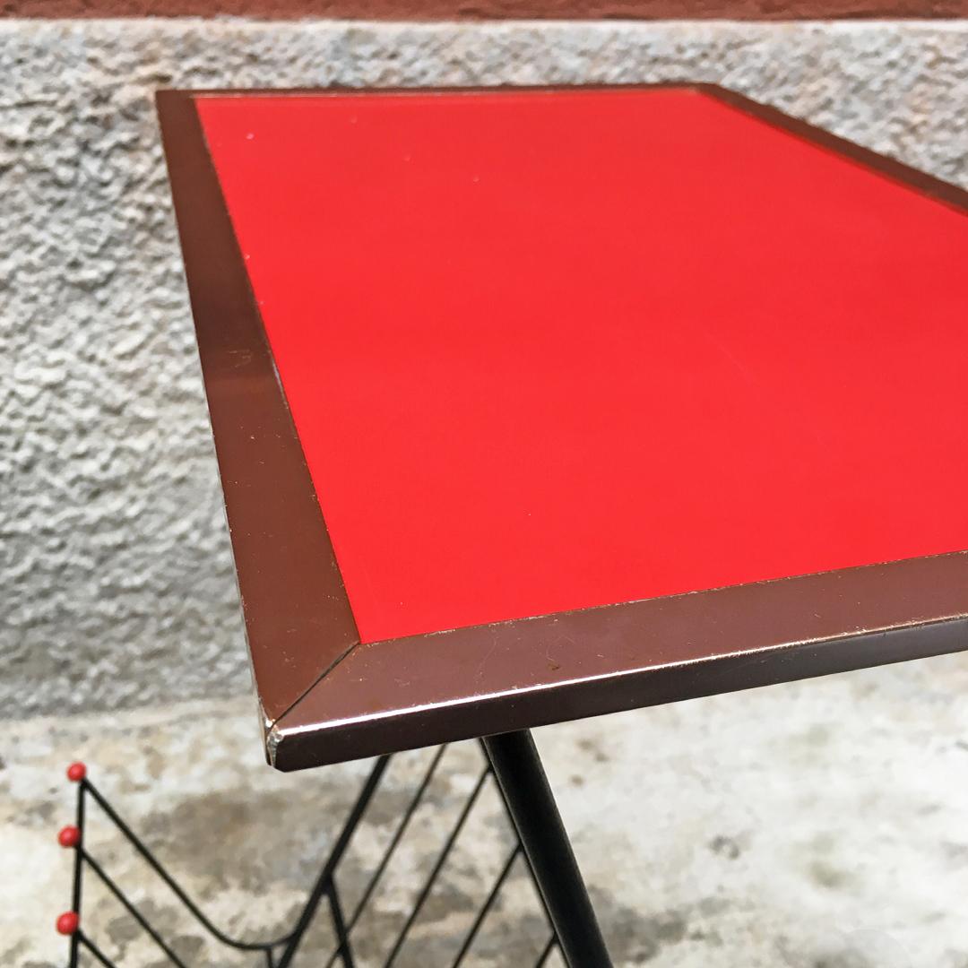 Mid-20th Century Italian Mid-Century Modern Red Formica Coffee Table with Magazine Rack, 1960s