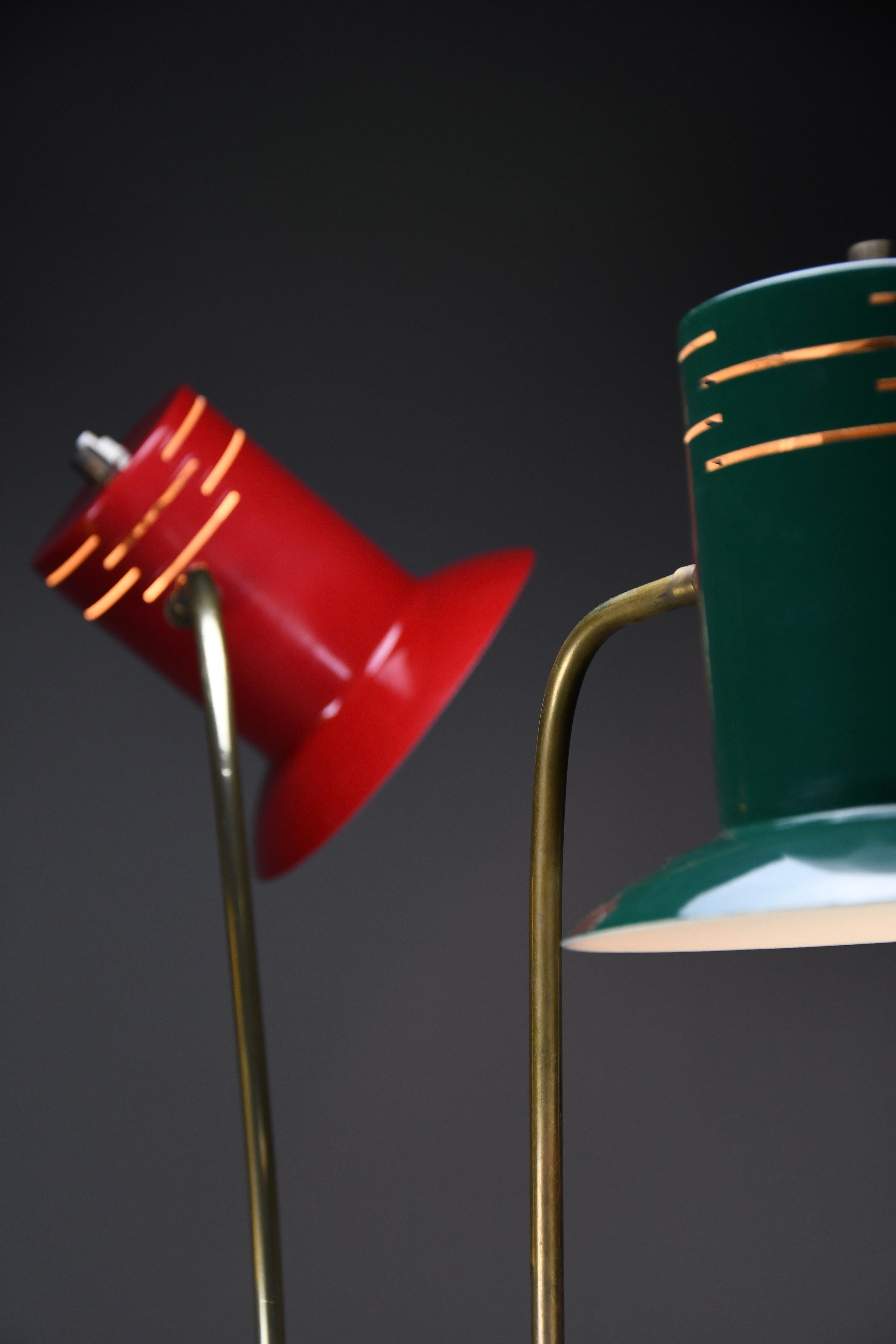 Italian Mid Century Modern Red Green and Yellow Floor Lamp by Lumi For Sale 3