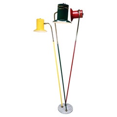 Italian Mid Century Modern Red Green and Yellow Floor Lamp by Lumi