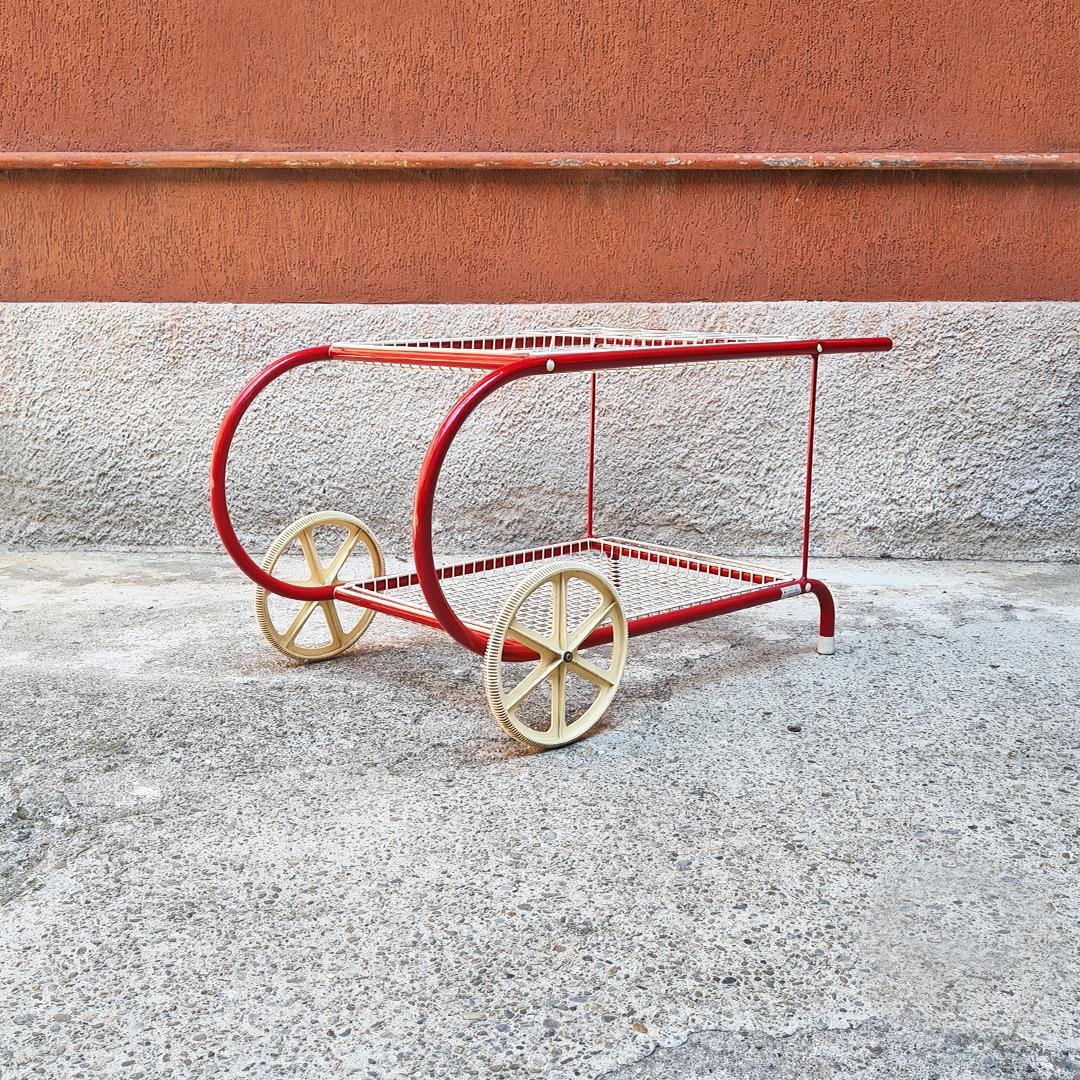 Italian Mid-Century Modern Red Metal Food Cart by Emu, 1980s 2