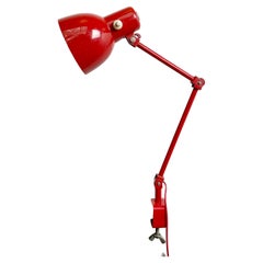 Italian Mid-Century Modern Red Metal Table Lamp with Clamp, 1960s