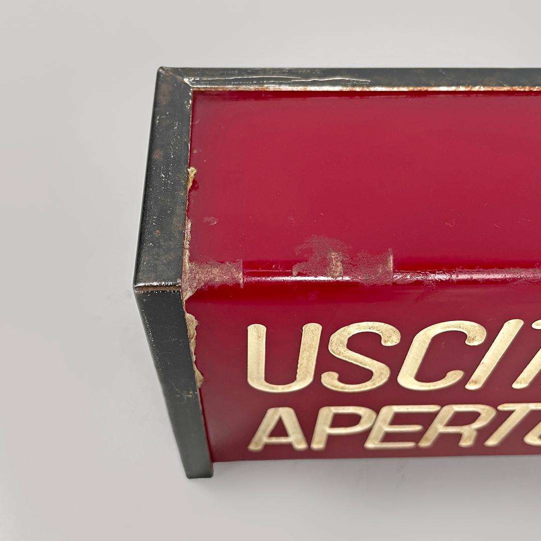Italian mid-century modern red plastic white writing cinema theatre signs, 1960s For Sale 4