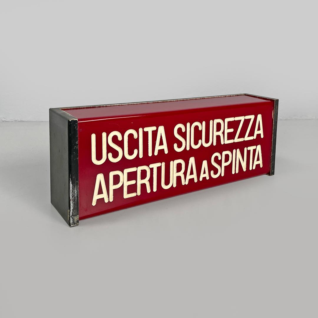 Mid-Century Modern Italian mid-century modern red plastic white writing cinema theatre signs, 1960s For Sale
