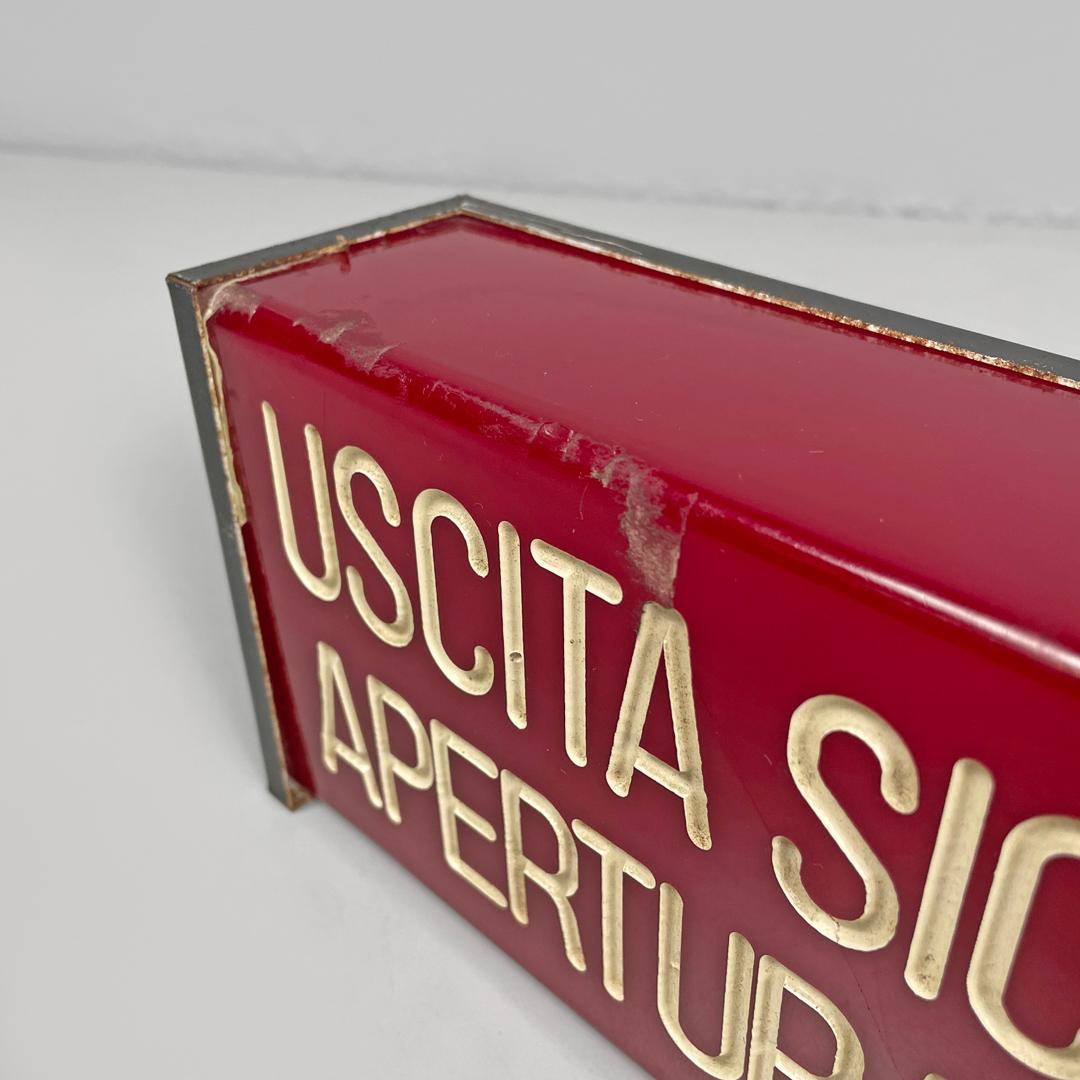 Italian mid-century modern red plastic white writing cinema theatre signs, 1960s For Sale 2