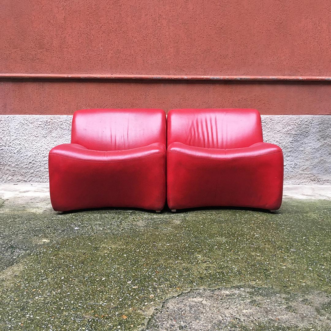 Italian Mid-Century Modern Red Sky Armchairs, 1980s In Good Condition In MIlano, IT