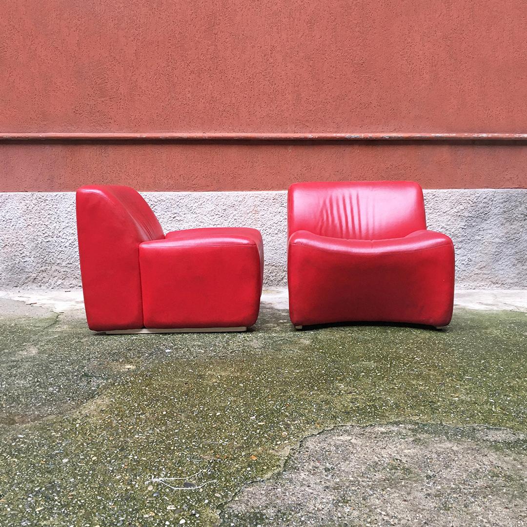 Late 20th Century Italian Mid-Century Modern Red Sky Armchairs, 1980s