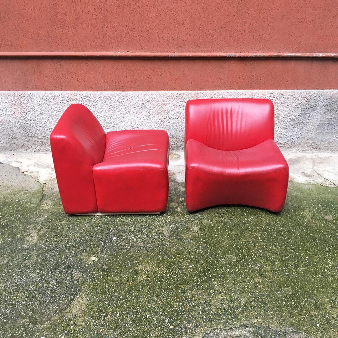 Italian Mid-Century Modern Red Sky Armchairs, 1980s 1