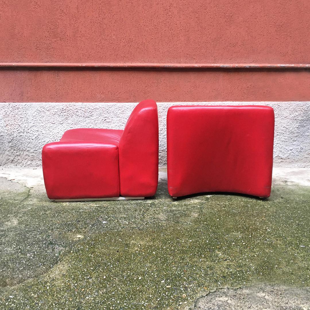 Italian Mid-Century Modern Red Sky Armchairs, 1980s 2