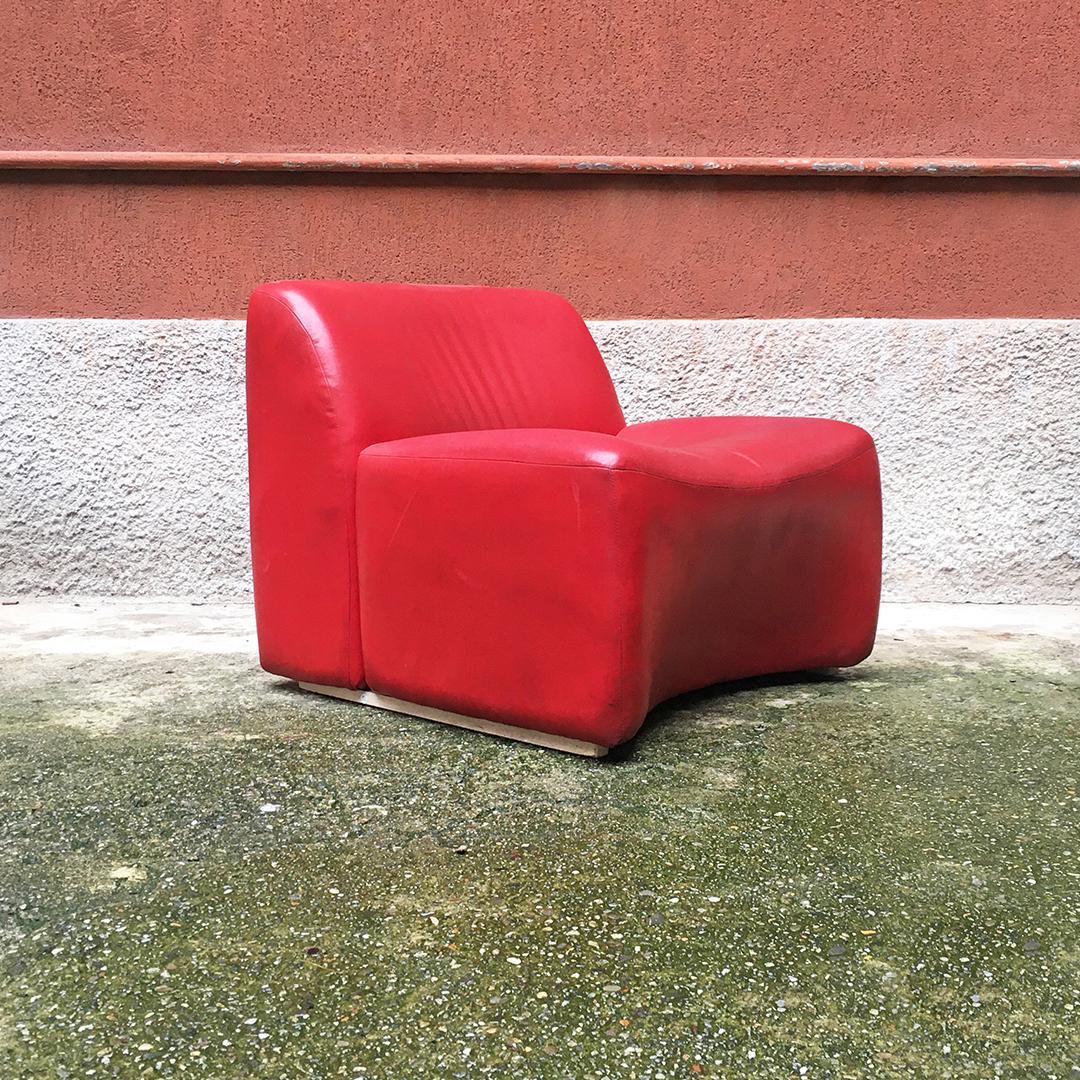 Italian Mid-Century Modern Red Sky Armchairs, 1980s 3