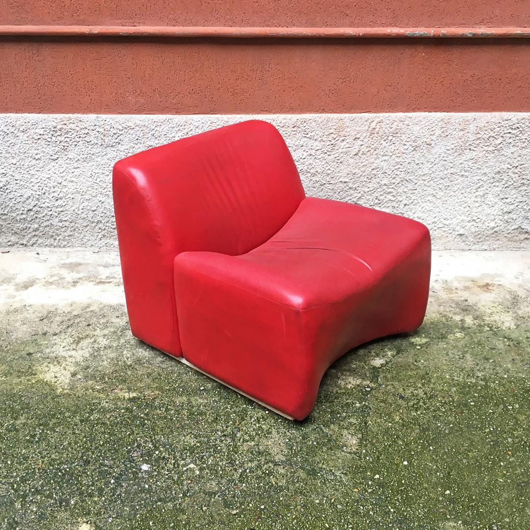 Italian Mid-Century Modern Red Sky Armchairs, 1980s 4