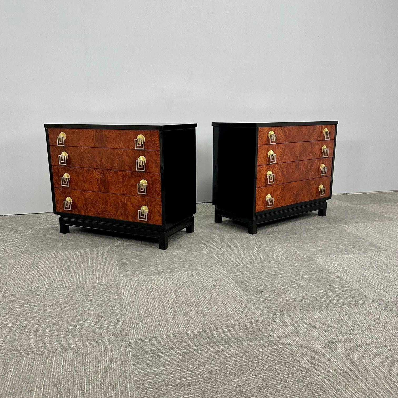 Brass Italian Mid-Century Modern Renzo Retulli Style Chests / Commodes / Nightstands For Sale