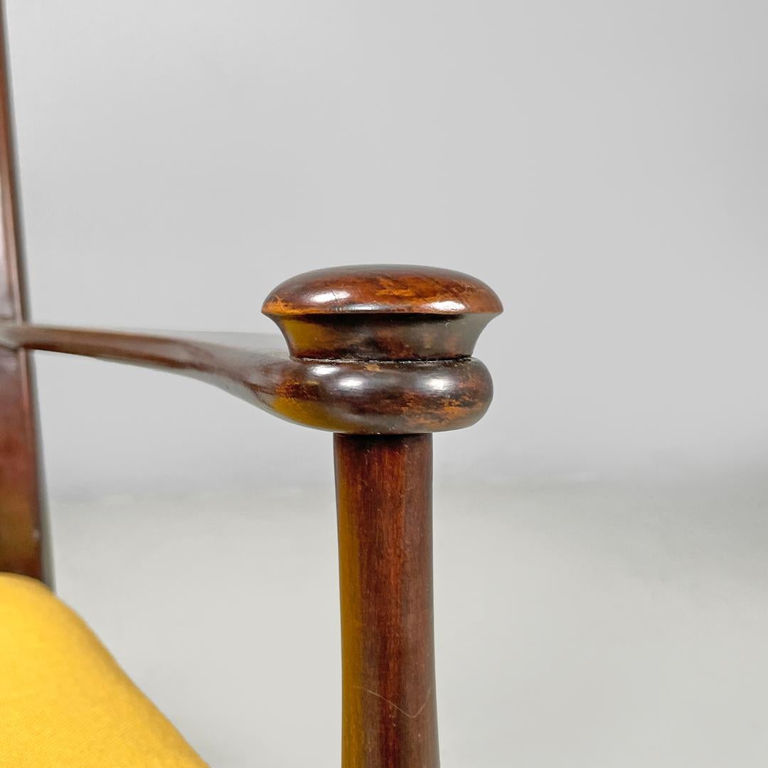 Italian mid-century modern rocking chair in wood and mustard yellow fabric 1960s 6