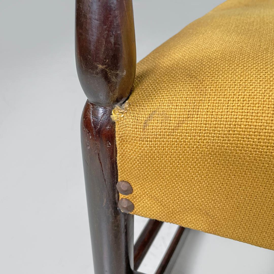 Italian mid-century modern rocking chair in wood and mustard yellow fabric 1960s 8