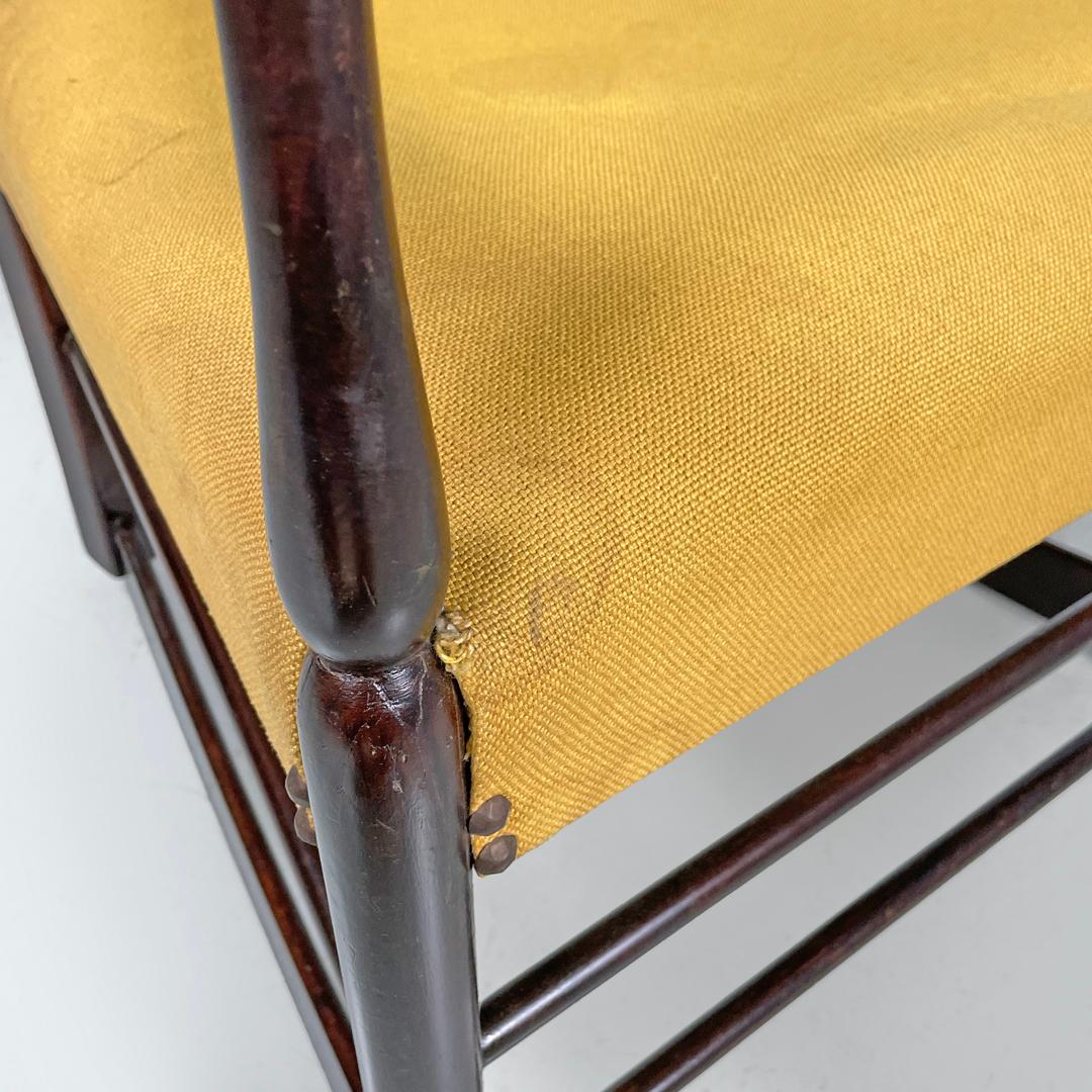 Italian mid-century modern rocking chair in wood and mustard yellow fabric 1960s 9