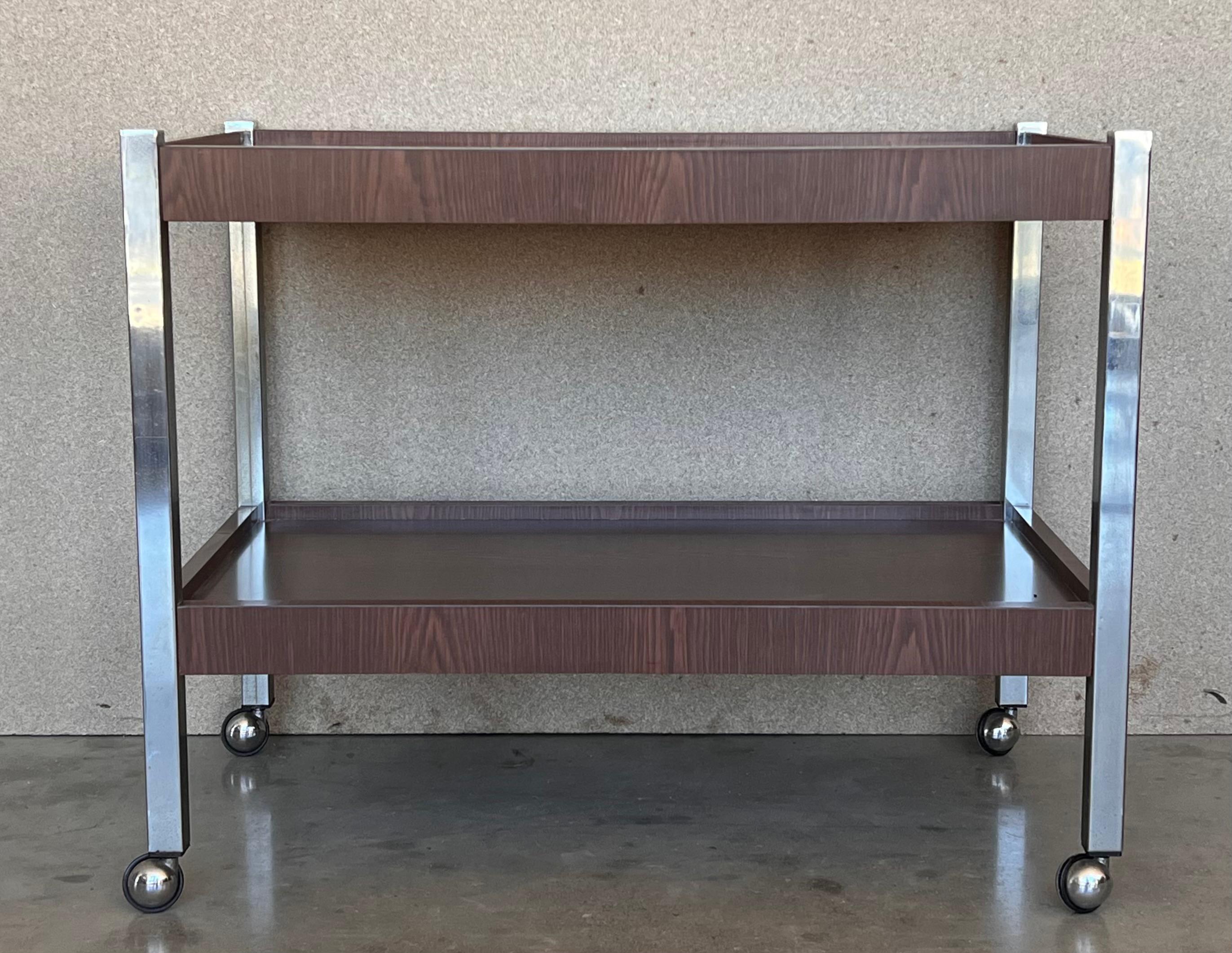 Italian Mid-Century Modern Rolling Bar/Serving Cart In Good Condition For Sale In Miami, FL
