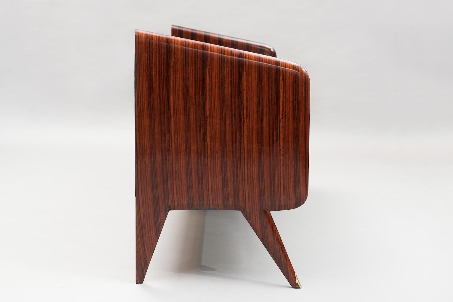 Lacquered Italian Mid-Century Modern Rosewood Chest of Drawers For Sale