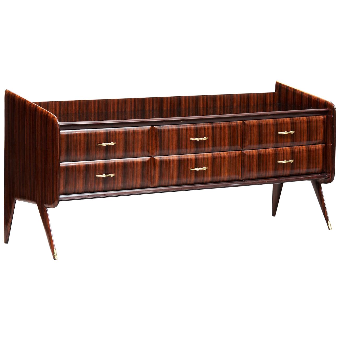 Italian Mid-Century Modern Rosewood Chest of Drawers For Sale