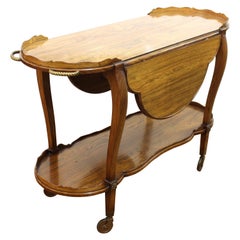 Italian Mid-Century Modern Rosewood Drop Leaf Serving Cart