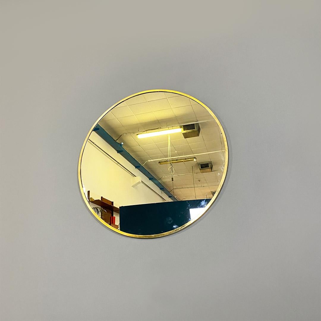 Italian Mid-Century Modern Round Brass Wall Mirror, 1950s 7