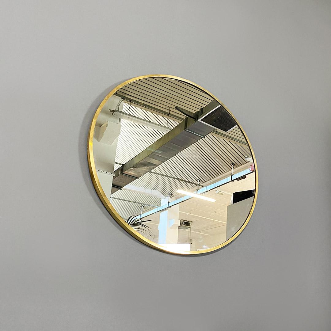 Italian Mid-Century Modern Round Brass Wall Mirror, 1950s 5