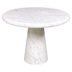 Italian Mid-Century Modern Round Coffe Table in Carrara Marble, 1970s