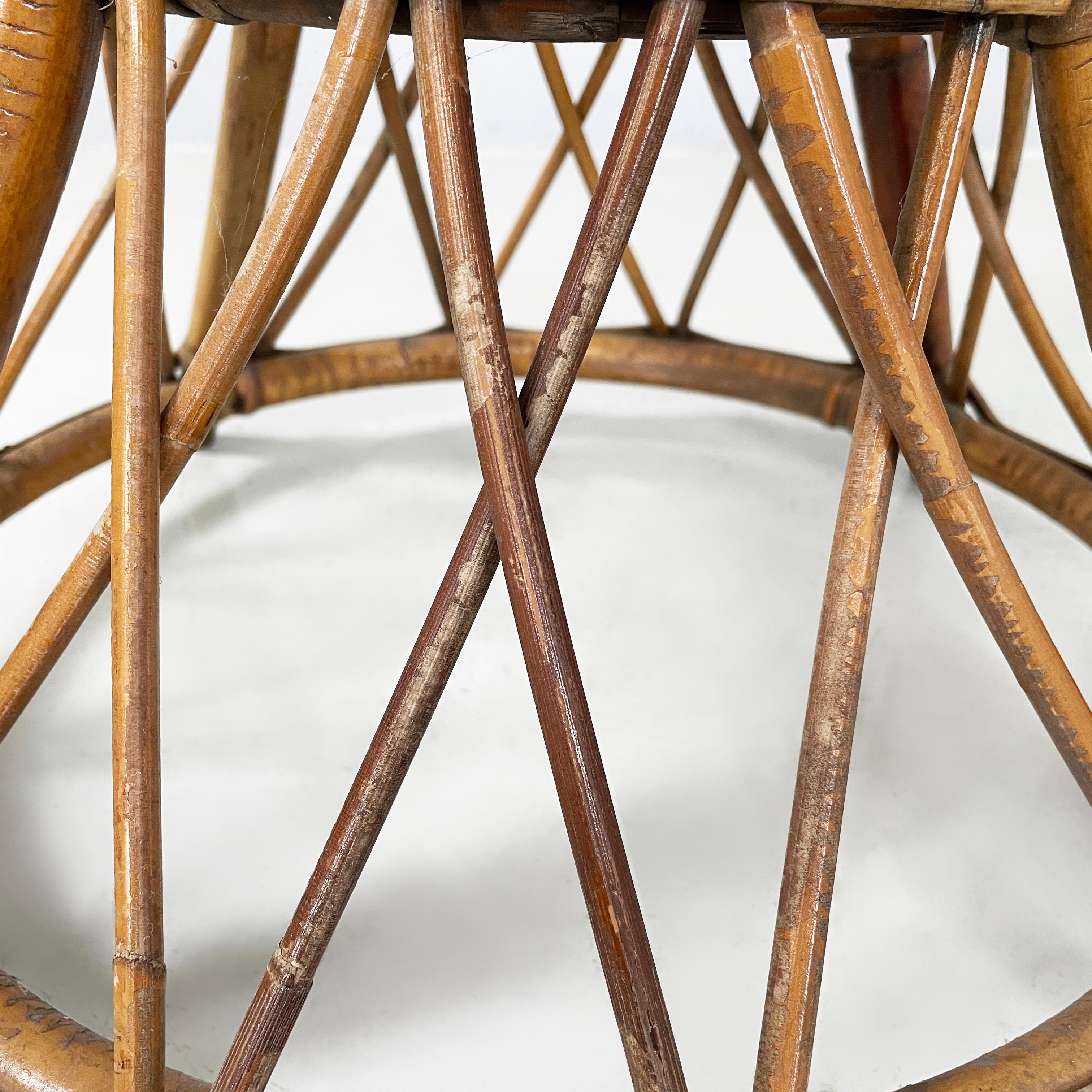 Italian mid-century modern Round coffee table in rattan, 1960s For Sale 11