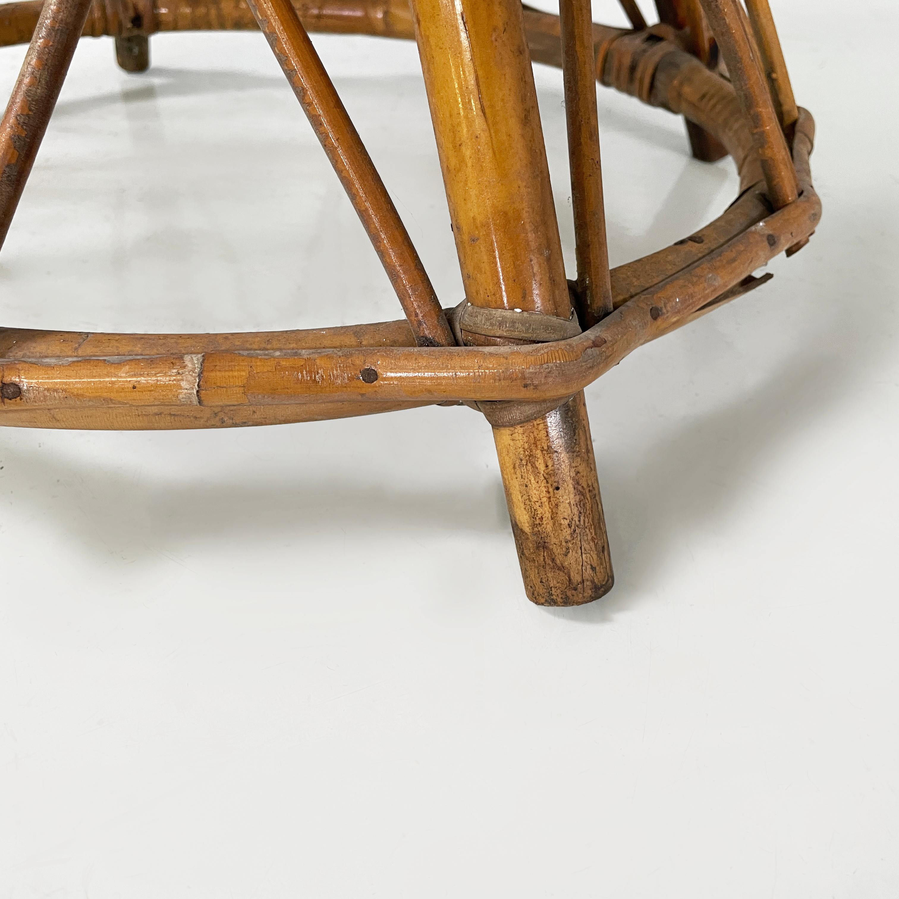 Italian mid-century modern Round coffee table in rattan, 1960s For Sale 12