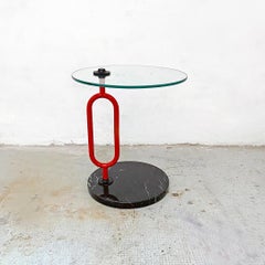 Italian Mid-Century Modern Round Coffee Table with Marble Base, 1980s