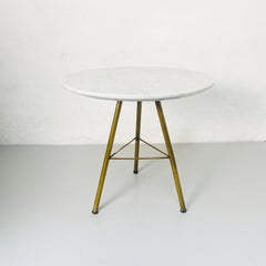 Italian Mid-Century Modern Round Marble and Brass Coffee Table, 1960s