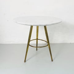 Italian Mid-Century Modern Round Marble and Brass Coffee Table, 1960s