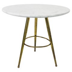 Italian Mid-Century Modern Round Marble and Brass Coffee Table, 1960s
