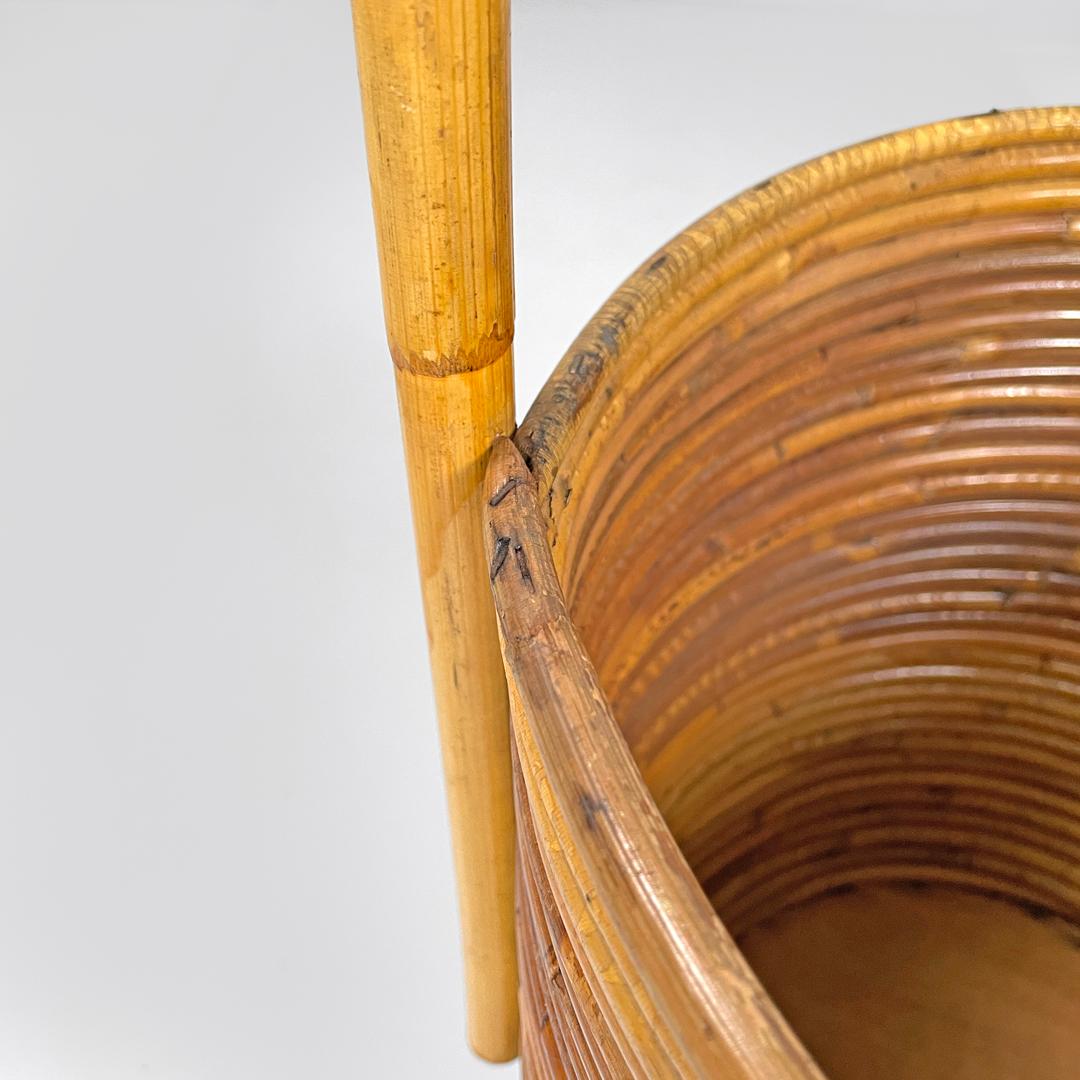 Porte-parapluie rond en rotin avec poignée, italien, The Moderns, années 1960 en vente 5