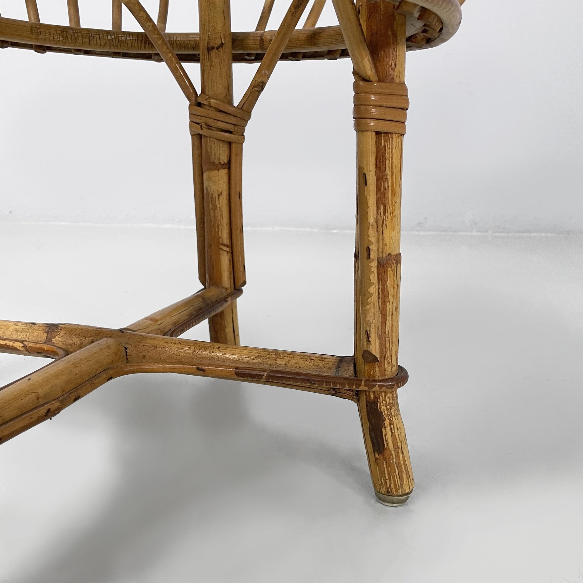 Tabouret de table rond en rotin italien de style moderne du milieu du siècle dernier, 1960 en vente 4