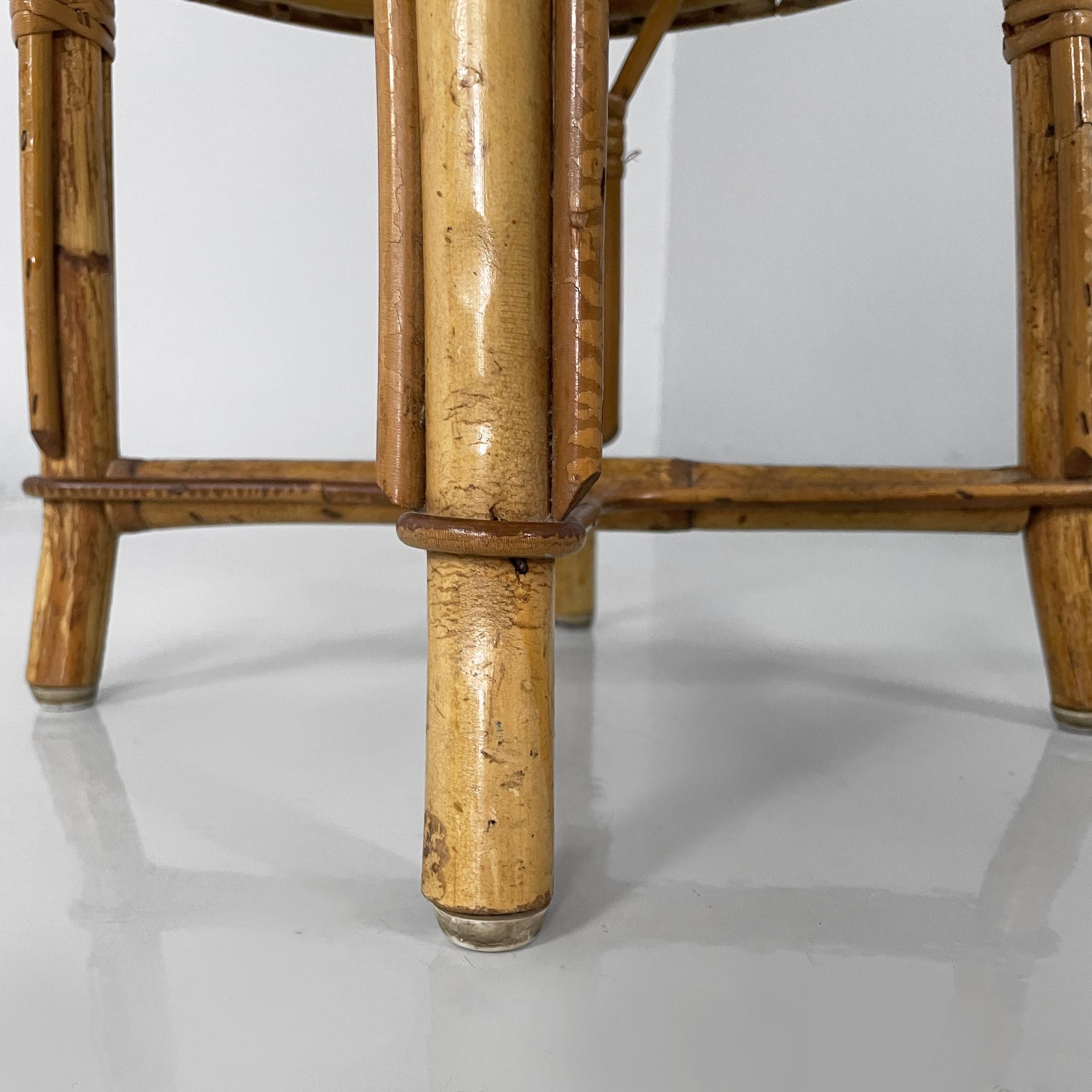 Tabouret de table rond en rotin italien de style moderne du milieu du siècle dernier, 1960 en vente 6