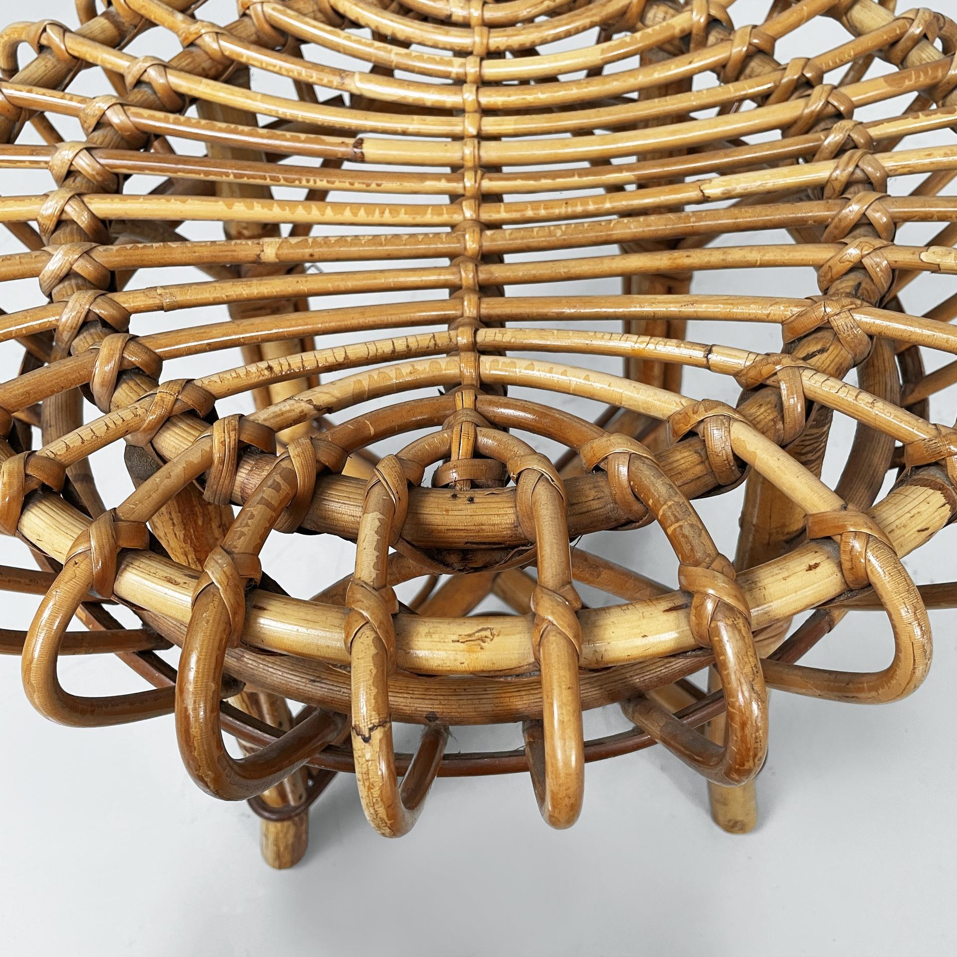 Milieu du XXe siècle Tabouret de table rond en rotin italien de style moderne du milieu du si�ècle dernier, 1960 en vente