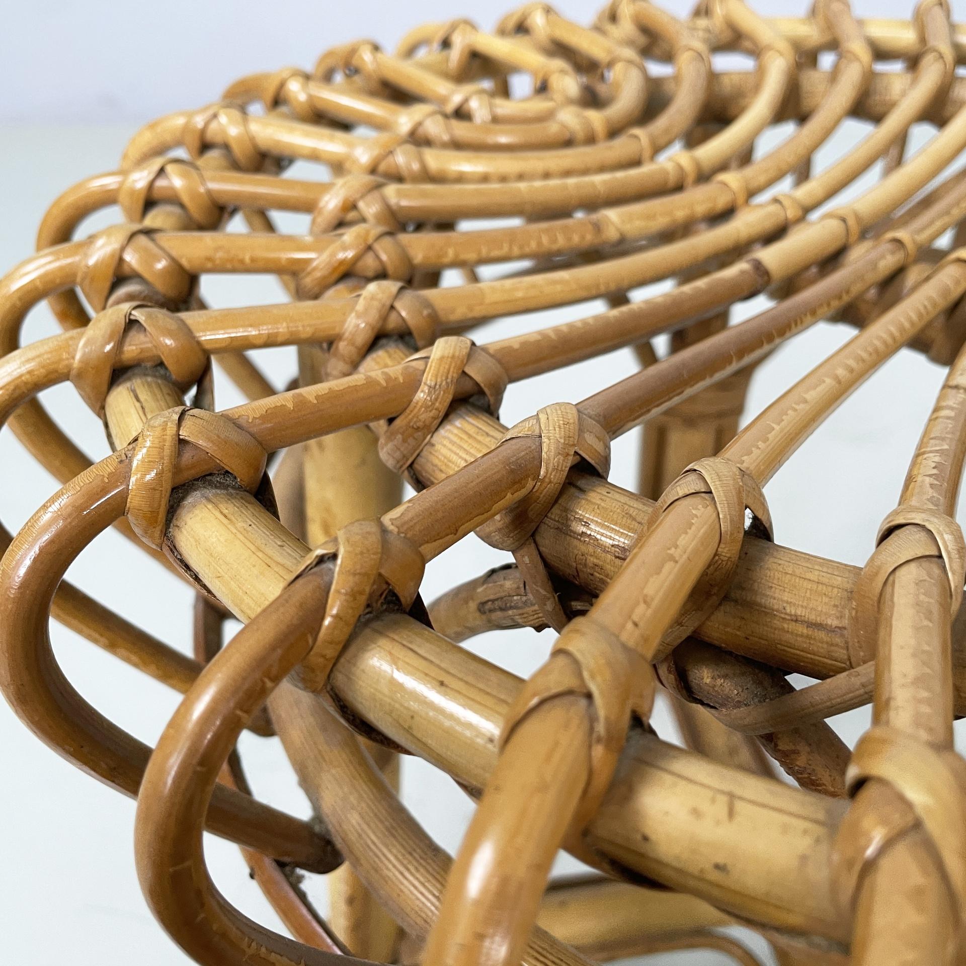 Tabouret de table rond en rotin italien de style moderne du milieu du siècle dernier, 1960 en vente 1