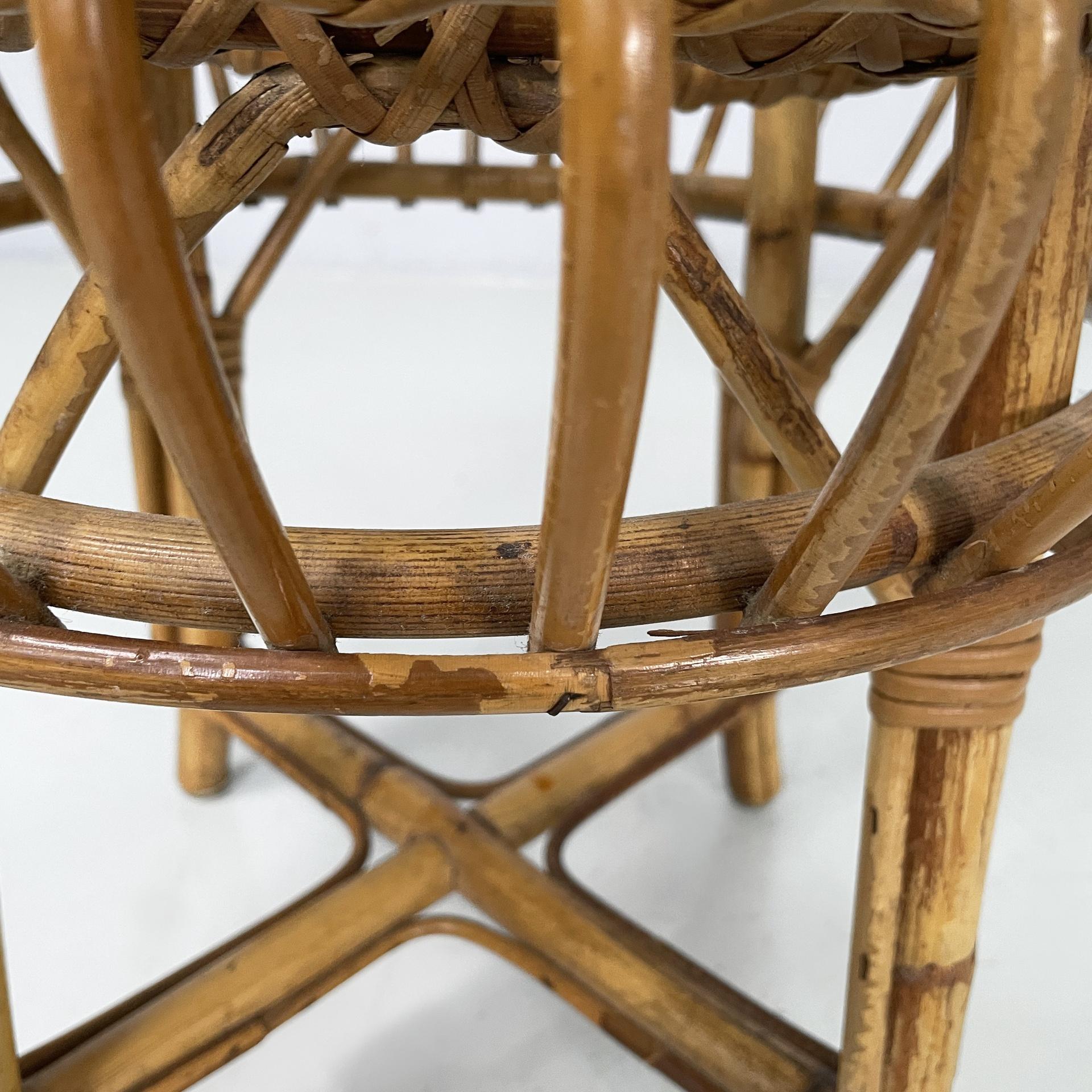 Tabouret de table rond en rotin italien de style moderne du milieu du siècle dernier, 1960 en vente 3