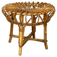 Tabouret de table rond en rotin italien de style moderne du milieu du siècle dernier, 1960