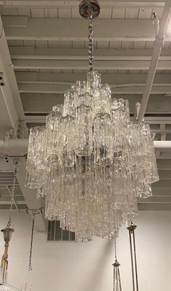 Italian Mid-Century Modern Round Tiered Tronchi Chandelier