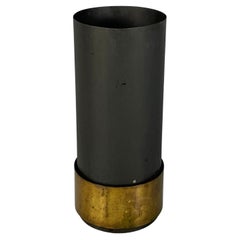 Italian mid-century modern Round umbrella stand in black metal and brass, 1960s