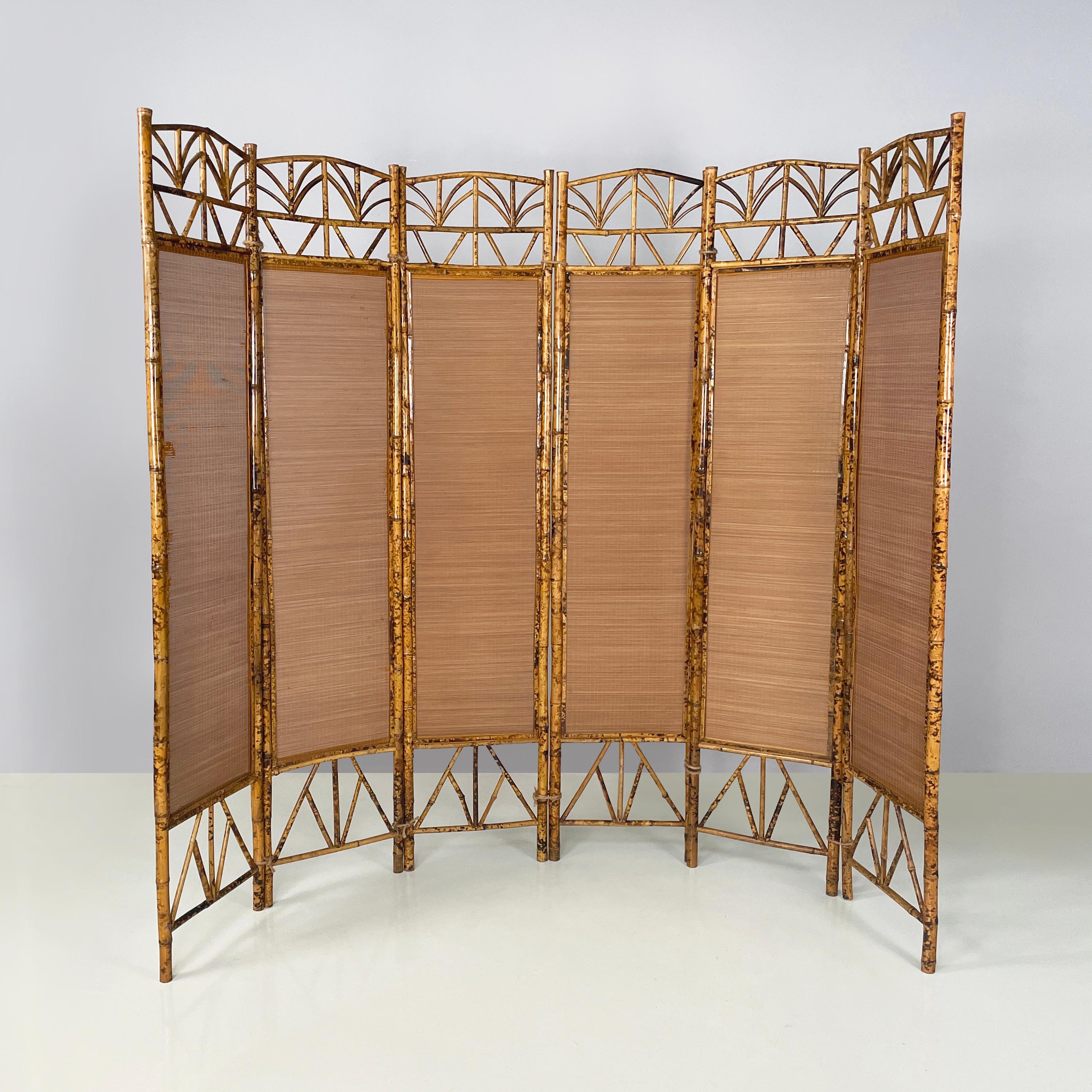 Mid-Century Modern Italian mid-century modern Screen in bamboo and rattan, 1950s For Sale