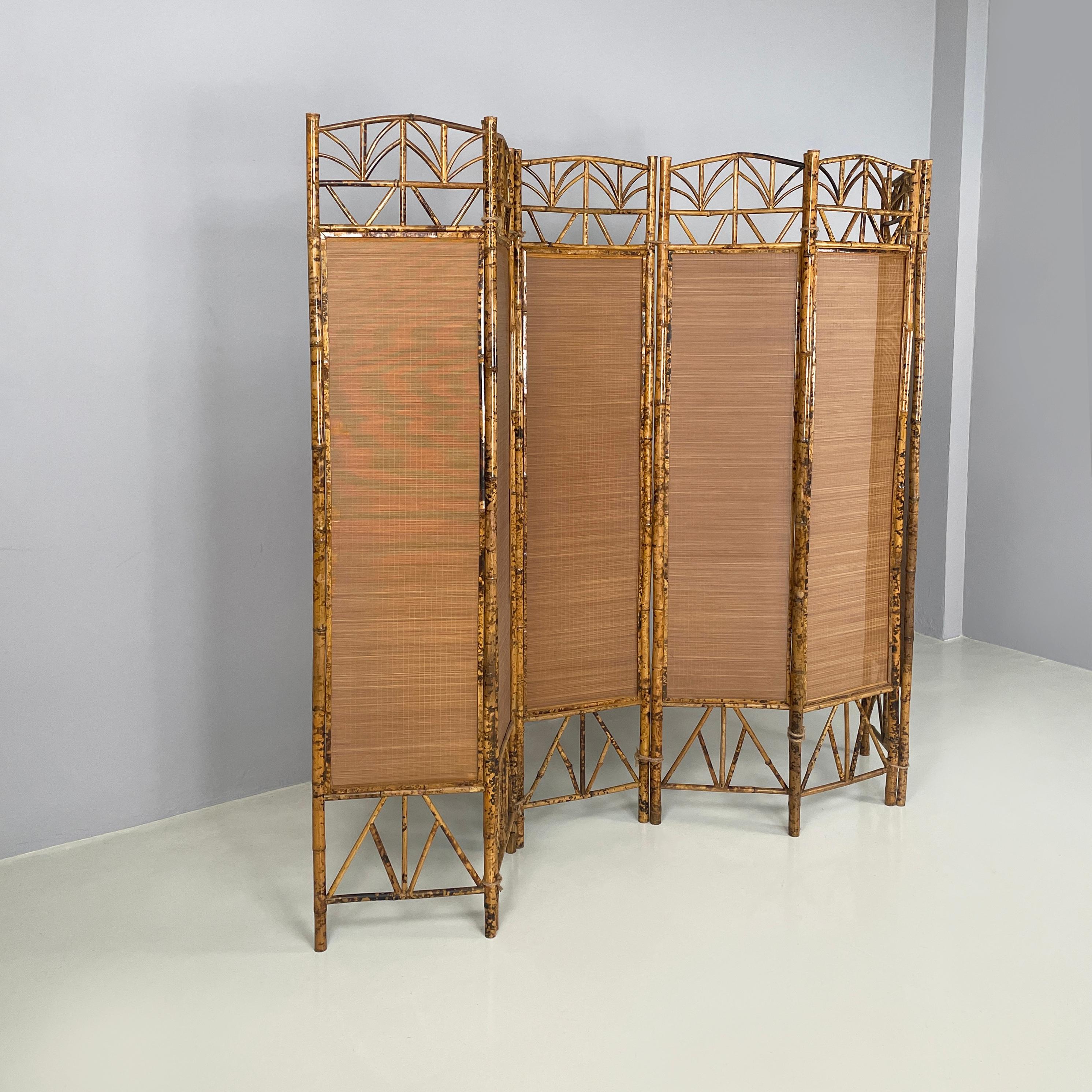 Italian mid-century modern Screen in bamboo and rattan, 1950s In Good Condition For Sale In MIlano, IT