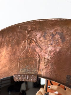 Italian Mid-Century Modern Sculptural Copper Mirror Attributed to Angelo Bragali