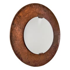 Italian Mid-Century Modern Sculptural Copper Mirror Attributed to Angelo Bragali