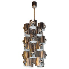 Italian Mid-Century Modern Sculptural Polished Chrome Chandelier by Sciolari