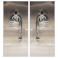 Italian Mid-Century Modern Sculptural Sconces in Chrome and Brushed Aluminum