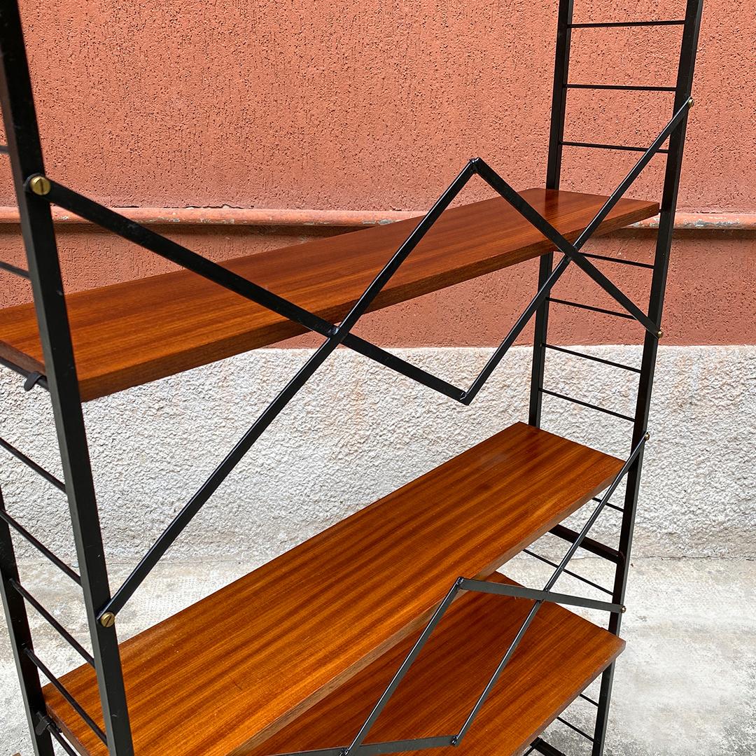 Italian Mid-Century Modern Self-Supporting String Bookcase with Brass, 1960s 4
