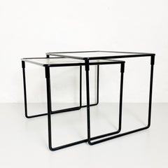 Italian Mid-Century Modern Set of Metal and Glass Coffe Tables, 1970s