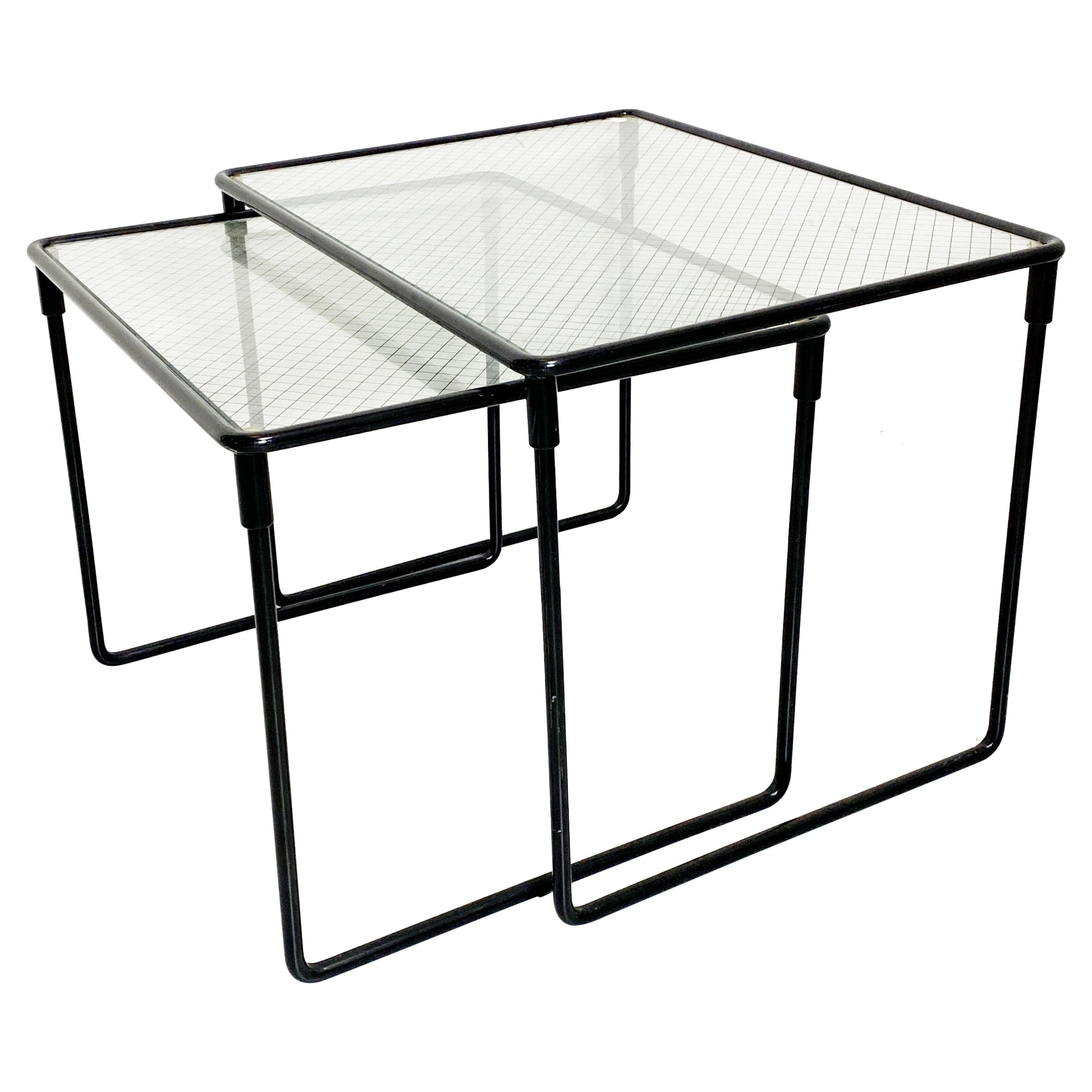 Italian Mid-Century Modern Set of Metal and Glass Coffe Tables, 1970s